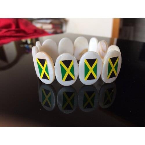 Free shipping 1pc/lot jamaica map flag natural seasheel material jewelry pendant jamaican necklace Bracelet Wristband gift