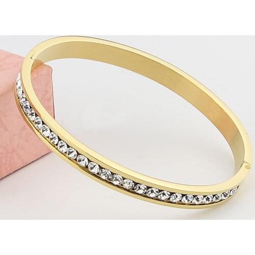 4mm Super Flash Round Crystal Bracelet Fashion Simple Woman All-Match Titanium Steel Buckle Bracelet Wholesale Price