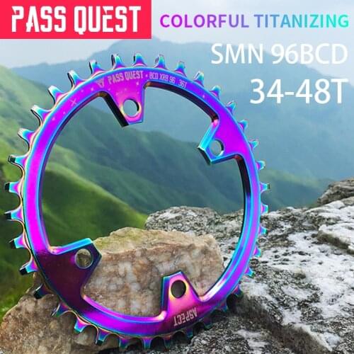 96mm BCD Titanizing Narrow/Wide Design Chain Ring Chainwheel 7076-T651 Aluminum Alloy 34-48 Teeth Road Bike MTB BMX Chainring