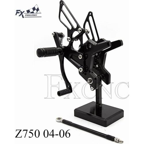 CNC Adjustable Rearset Rear Set For Kawasaki Z750 Z 750 2004-2006 Motorcycle Foot Pegs Rest Footpegs Pedals Rearsets Footrest