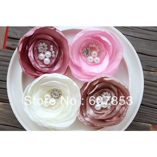 Handmade Burned hair flowers,Satin Fabric Hair flower,for wedding/Girl accessories 100pcs