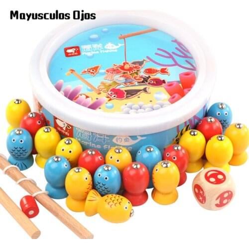 Wooden Young Children Fishing Toys Three-dimensional Fishing Baby Magnetic Early Education 3-6 Enlightenment Educational Toys