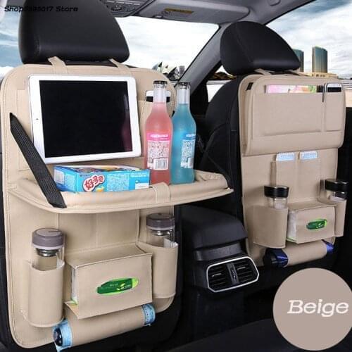 For Honda Fit Jazz 2021 2018 2019 2020 Pu Leather Pad Bag Car Seat Back Organizer Tray Travel Storage Bag Foldable Dining Table