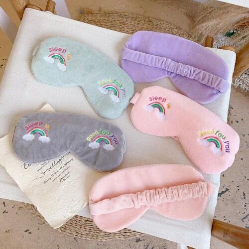 Sleep Eye Mask Cute Plush Eye Cover Kids Sleeping Mask Rainbow Travel Rest Eye Shade Band Eye Patch Blindfold Sleep Aid Eyepatch