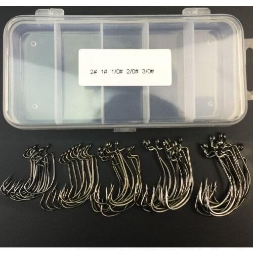 ELOS-51Pcs Fishing Hooks High Carbon Steel Worm Senko Bait Jig Fish Hooks with Plastic Box