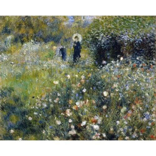 Canvas paintings figurative impressionism art landscape posters Pierre-Auguste Renoir - Woman with a Parasol in a Garden, 1875