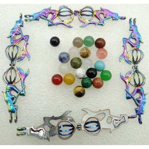 Natural Stone aventurine Quartz Crystal amethyst Lucky bead Titanium Mermaid Pendant for Diy Jewelry Making necklace woman 10PC