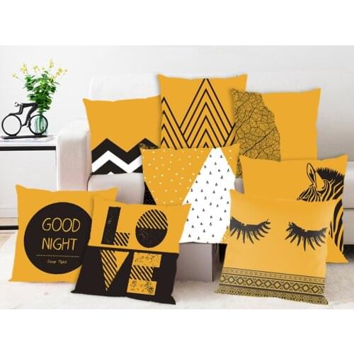 Yellow Print Cushion Covers Geometric Throw Pillow Case for Home Chair Sofa Decoration Square Pillowcases