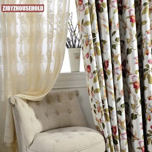 New Pastoral Style Curtains for Living Dining Room Bedroom Printed High Blackou Balcony Blackout Curtains