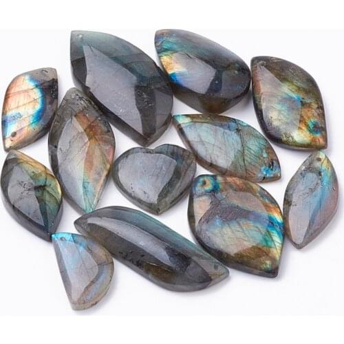 PandaHall 10pc 21~43.5x14~24.5x5~11mm Vintage Natural Labradorite Stone Special DIY Necklace Dangle Jewelry Pendants Mixed Shape
