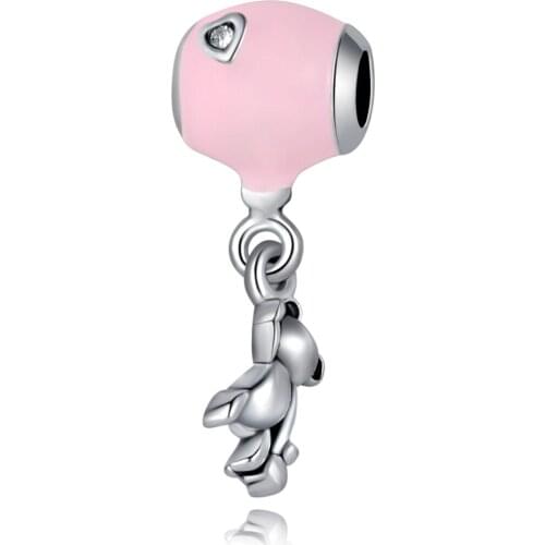 2019 New Original Alloy Bead Best Friends Buddy Pink Balloon Bear Dangle Charm Fit Bracelet Bangle DIY Women Jewelry