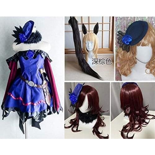 Full set Anime Pretty Derby Rice Shower Cosplay Costume hat wig tail and ear Outfits Halloween Carnival Suit
