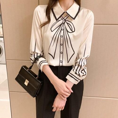 Rational and Poetic / Thickened Elastic Satin Positioning Printing and Dyeing Shirt Womens Design Sense Niche Top