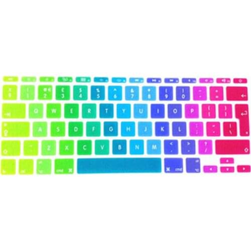 Rainbow Silicone UK EU Keyboard Cover Skin Protector Sticker Protective Film For Apple Mac book Air 11.6" for macbook 11 inch