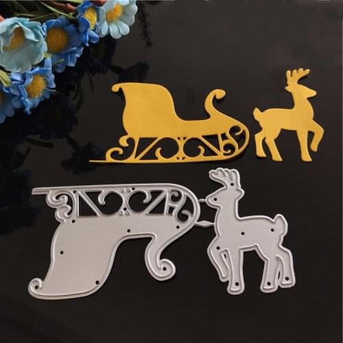 Christmas deer Stencil Metal Cutting Dies Cut Practice Hands-on DIY Scrapbooking Album Craft die Santas sleigh