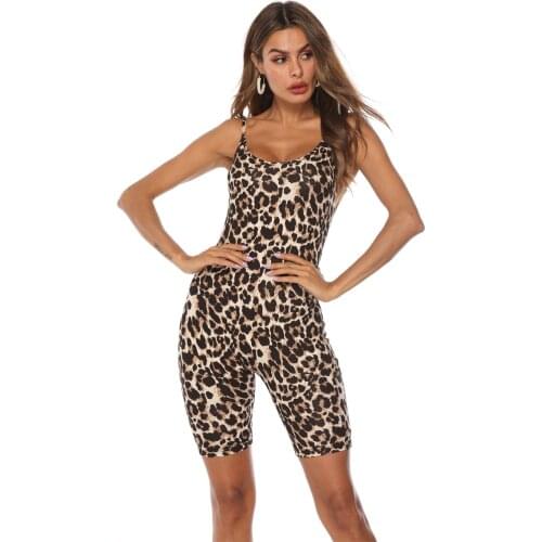 Sexy Leopard Snake Skin Tank Tops Short Romper Jumpsuit Bodysuit