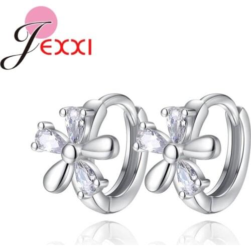 Elegant Flower Shape Earrings 925 Sterling Silver Luxury Women Wedding Engagement Dance Party Accessory Top Sale