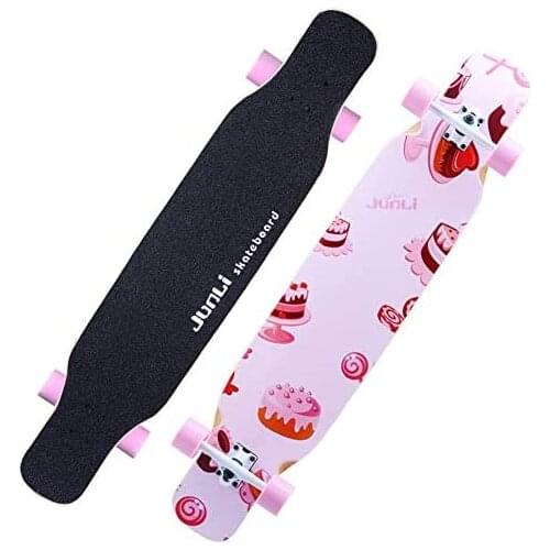 Skateboard 47" Girl Dance Longboard 8 Layers of Maple Deck, Freestyle for Girls Road Skateboard, Load 150KG