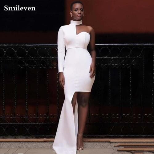 Smileven Sexy Mermaid Evening Gown Long Sleeve Arab Prom DressesOne Shoulder Evening Party Gowns Robe De Soire