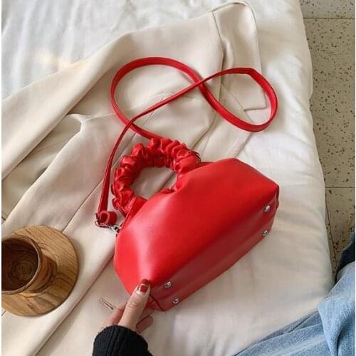 Retro Tote Bags Women Leather Clutches Women Vintage Ruched Shoulder Messenger Bags For Women Handbag And Purses Female Hobo