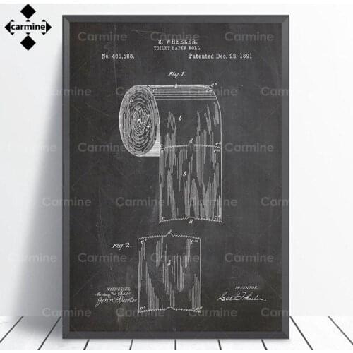 Wc Sign Home Decor Toilet Paper Patent Vintage Poster Bathroom Wall Art Prints Roll Blueprint Canvas Painting Decoration Bedroom