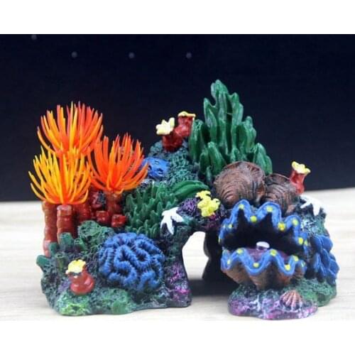 Resin Aquarium Decor Ornaments Fish Tank Landscape Artificial Coral Bush Rockery Fake Trees Mountain Cave aquarium accessoires