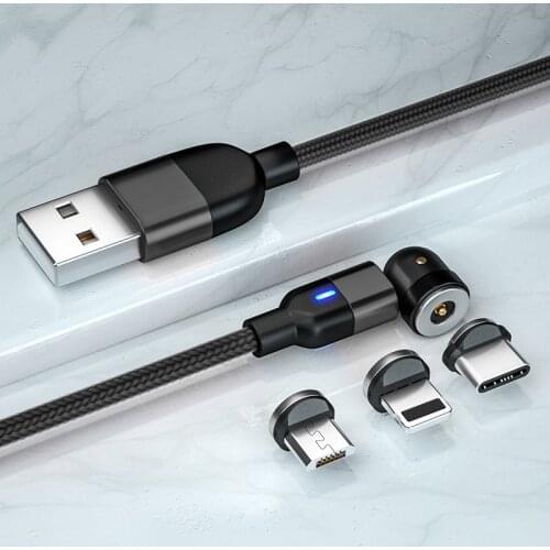 Charge cables 3 in 1 phone magnetic cable support charging free rotate connectors USB cable for HUA WEI XIAOMI IPHONE