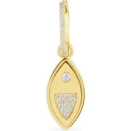 SLJELY Fashion Brand Real 925 Sterling Silver Yellow Gold Color Single Fish Earring Pave Zircon 1pc for Women June New Jewelry