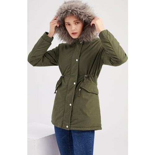Winter Women Parkas Plus Size Thicken Warm Fur Collar Hooded Fleece Inside Zip Up Parkas Jackets Female Slim Coats Outwear 2020