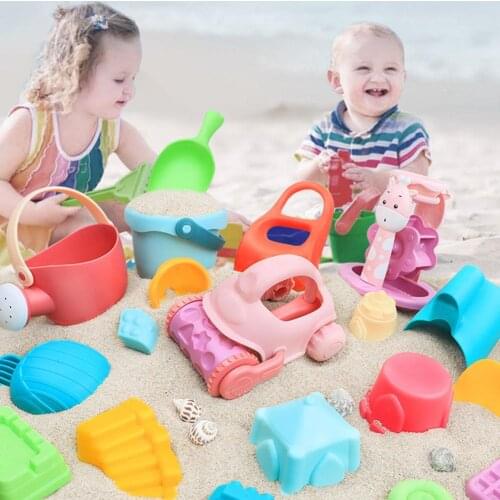 18/25Pcs Kids Beach Plastic Bucket Shovel Tool Castle Mold Play Sand Water Toy for Beach Play Sand Water Play Cart