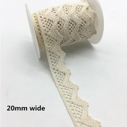 2 Yards/lot 20mm Wide Apparel Sewing Fabric Trim Cotton Crocheted Lace Fabric Ribbon Handmade Accessories #FF21