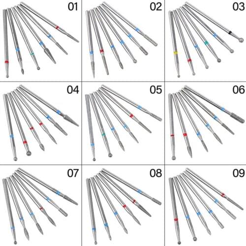 6pcs/Set Nail Boren Set Diamond Head Set Frees Manicure Machine Accessoires Burr Pedicure Art