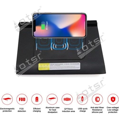 QI car Infrared wireless charger For Volkswagen Tiguan L 2016-2018 fast Wireless Charging Car Phone Holder for iphone/Samsung