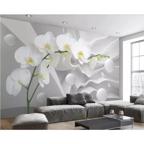 Beibehang Custom large space butterfly orchid ball photo wallpaper 3D living room bedroom TV background wall wallpaper murals