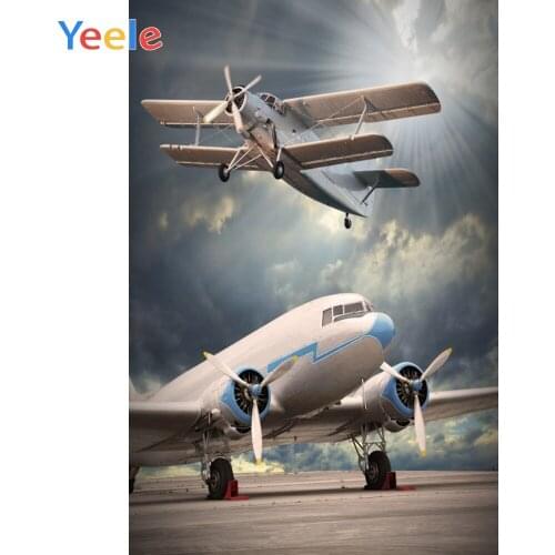 Yeele Dark Sky White Clouds Airplane Parking Apron Photography Backgrounds Customized Photographic Backdrops for Photo Studio