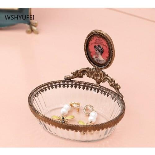 French Retro Glass Brass Soap dish Underwear soap Container Jewelry watch Storage rack hotel home Bathroom decoration gift
