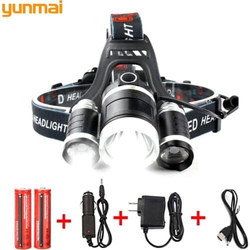 Hot Sale new T6 Headlight 10000 Lumens Powerful Focus Light Head Flashlight Rechargeable Waterproof Headlamp For Fishing Camp