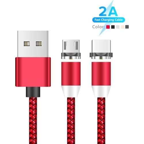 2m Magnetic dust-proof Micro USB Type-C 6.6ft Fast Charging Cable For Samsung Huawei Mate P Series Honor Xiaomi Redmi Oneplus