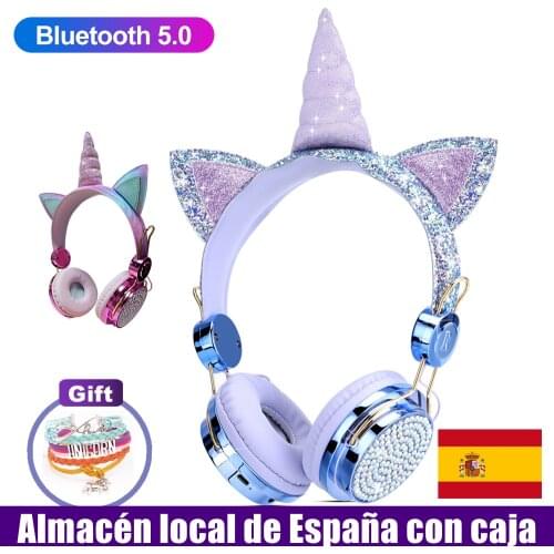 Cute Unicorn Bluetooth 5.0 Headphones Wireless Girls Kids Cartoon Stereo Headset Built-in Microphone Phone Gamer Earphone Gifts