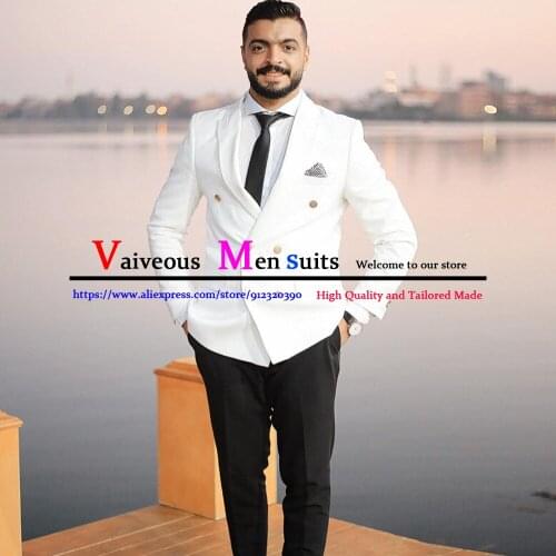 Double Buttons Peak Lapel Men Suits Costume Homme Wedding Tuxedos 2 Pieces Party Groom Prom Slim Fit Terno Masculino Man Blazer