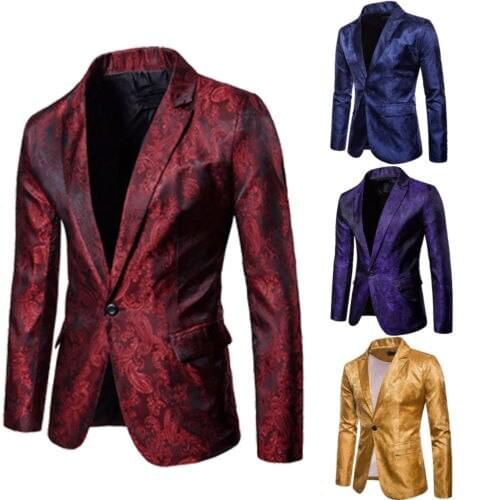 Fashion Men Shiny Blazers Gold Glitter Suit Jackets Male Nightclub One Button Suit Blazer DJ Stage Blazers