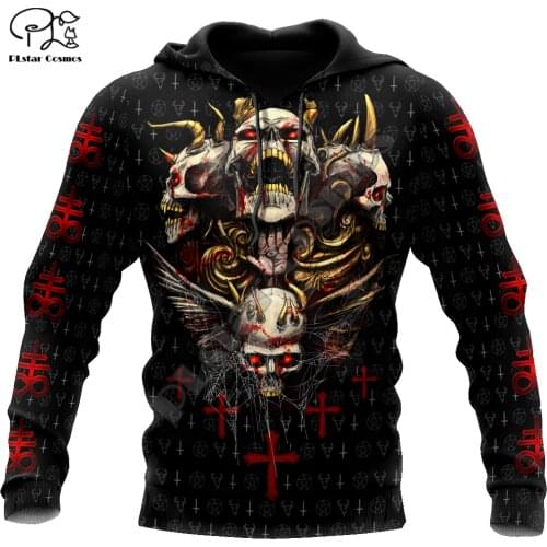 PLstar Cosmos Satan Devil Ghost Gothic Skull Funny Casual Pullover NewFashion Streetwear 3DPrint Men/Women Jacket Zip Hoodies A5