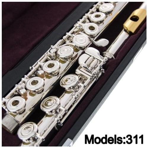 Music Fancier Club Professional Flute 311 Silver Plated Flute Gold Plated Lip Plate B Leg Open Close Holes 17 E Key