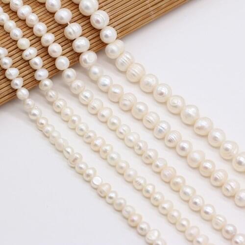 Natural Freshwater Pearl 5-10mm Round A Grade White Beads Used In Jewelry Making DIY Necklace Bracelet Accessories 36CM