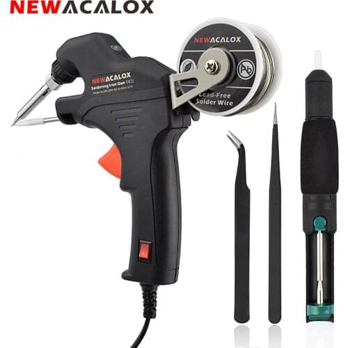 NEWACALOX 100-240V 50W Soldering Iron Kit Handheld Welding Gun Fast Heating Automatic Send Tin Gun Soldering Repair Tool