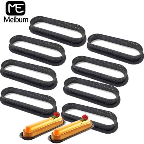 Meibum Plastic Perforated DIY Oval Shape Egg Tart Cake Ring Set French Dessert Mould Fruit Cookies Pastry Kitchen Baking Molds