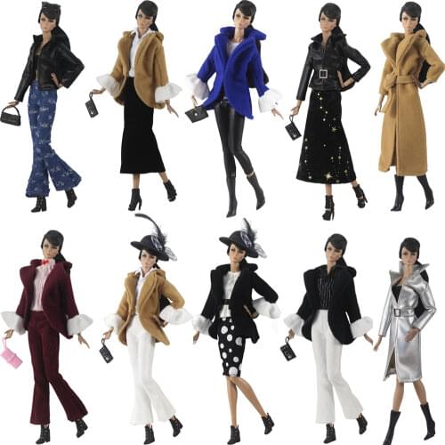 NK 1 Set MIx Style Doll Dress Fashion Model Coat Outfit Daily Sweater Hat Shoe Stocking For Barbie Doll Accessories Baby Toys JJ