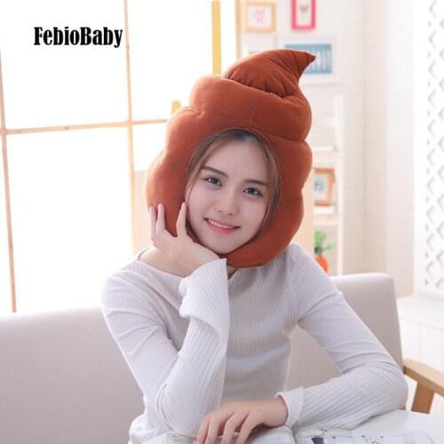 Traveling Rest Pillow Cartoon Anime Excrement Toys Party Hat Cosplay Costumes Props Plush Toy Doll Head Soft Funny Cap Keep Warm