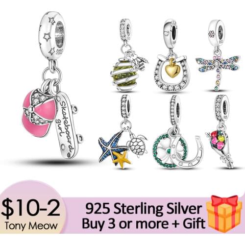 GARDEN SPRING 2021 925 Sterling Silver Colourful Rainbow Dangle Charm Pendant fit for Pandora Bracelet Necklace Silver Jewelry