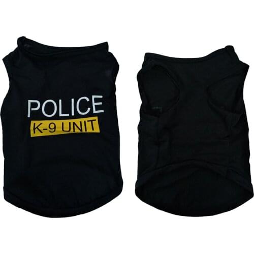 Police Suit Cosplay Dog Clothes Black Elastic Vest Puppy T-Shirt Coat Accessories Apparel Costumes Pet Clothes For Dogs Cats